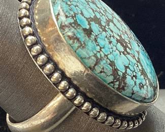 STERLING SILVER NAVAJO TURQUOISE RING, S