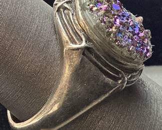 STERLING SILVER DRUZY RING, SIZE 7.25
