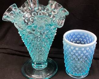 (2) FENTON HOBNAIL 6’’ VASE & 3.5’’ OPALESCENT