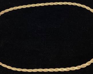 14KT YELLOW GOLD WOVEN CHAIN CHOKER NECK