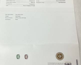 PLATINUM ALEXANDRITE & DIAMOND RING, SIZE 7.25, 0.65cts ALEXANDRITE, 0.67cts DIAMONDS, 6.9g TOTAL WEIGHT, G.I.A. CERTIFIED NATURAL CHRYSOBERYL ALEXANDRITE, AIGL APPRAISAL $16,376.00