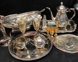 ASSORTED SILVER PLATE & BRASS DISHES