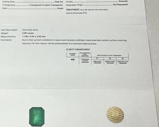18KT TWO TONE GOLD EMERALD & DIAMOND RING, SIZE 7, 5.89cts EMERALD, 1.30cts DIAMOND, 6.4g TOTAL WEIGHT, G.I.A. CERTIFIED NATURAL EMERALD BERYL, GGA APPRAISAL $33,890.00