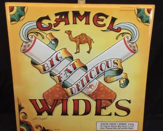 23’’ EMBOSSED CAMEL WIDES SIGN, SIGNED SCOTT CAMPBELL