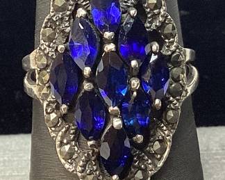 STERLING SILVER BLUE STONE RING