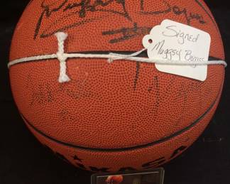 MUGGSY BOGUES AUTOGRAPHED BASKETBALL WITH CARD