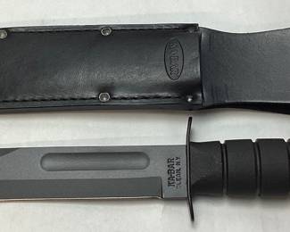  KA-BAR TANTO KNIFE w BLACK LEATHER SHEATH