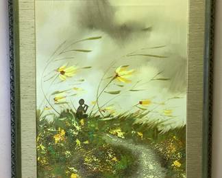 SIGNED GRANGER OIL ON CANVAS BOY PAINTIN