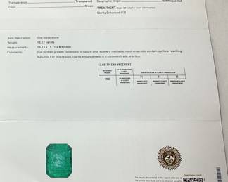 PLATINUM & 18KT YELLOW GOLD EMERALD & DIAMOND RING, SIZE 7.25, 12.12cts EMERALD, 2.69cts DIAMONDS, 14.7g TOTAL WEIGHT, G.I.A. CERTIFIED NATURAL EMERALD BERYL, AIGL APPRAISAL $129,755.00