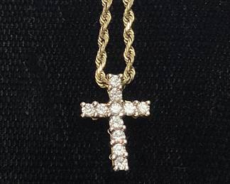 14KT YELLOW GOLD DIAMOND CROSS