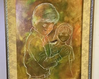 SIGNED BENECKE OIL ON CANVAS, KIDS PAINT