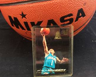 MUGGSY BOGUES AUTOGRAPHED BASKETBALL WITH CARD