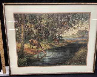 1977 JAMES HUTCHINSON DOE AT THE WATER PRINT
