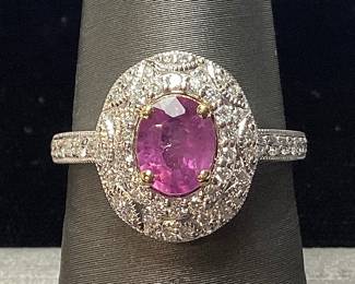 PLATINUM SAPPHIRE & DIAMOND RING, SIZE 7.25, 1.02cts SAPPHIRE, 0.44cts DIAMONDS, 5.7g TOTAL WEIGHT, G.I.A. CERTIFIED RARE UNHEATED KASHMIR SAPPHIRE, GGA APPRAISAL $14,730.00