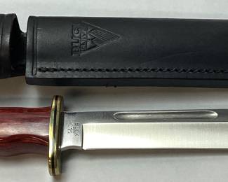 BUCK 120 CHERRY HANDLE KNIFE w BLACK LEATHER CASE