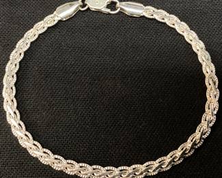 STERLING SILVER BRAIDED CHAIN BRACELET