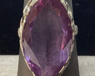 STERLING SILVER AMETHYST RING,