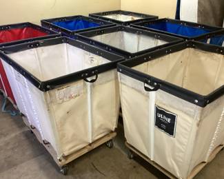 (7) ULINE 16bu CANVAS ROLLING CARTS BASKETS