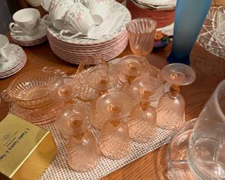 Pink swirl Luminark glassware vintage