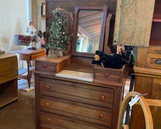 Dresser with original mirror and inlaid marble. $250