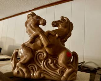 Vintage Horses fighting TV lamp