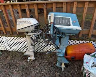 Vintage Johnson and Evinrude boat motors. Will turn over with pull rope