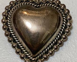 Sterling Heart Brooch