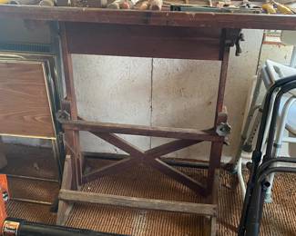 Old Weber Wooden and Metal Drafting Table 