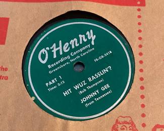 "Hit Wuz Rasslin?" 78 Record by Johnny Gee O'Henry Recording Greensboro, N.C.
