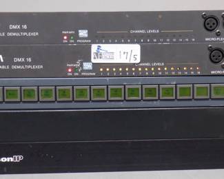 LOT OF 5 ELECTRONICS INCLUDING NSI DMX-16 PROGRAMAABLE DE MULTI PLEXORS, AND MORE