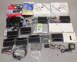 BOX ELECTRONICS INCLUDING WD TV STREAMING MEDIA PLAYER, I RECORD PRO, M-AUDIO AUDIOPHILE AND MORE