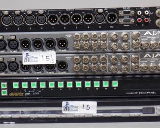 LOT OF 5 ELECTRONICS INCLUDING EVERTZ X120, AJA BREAKOUT PANELS, DIGI RAPIDS AND MORE