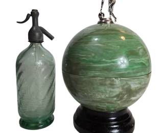 Vintage Bowling Ball Drink Dispenser and Seltzer Bottle
