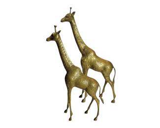 Large Vintage Brass Giraffes 32"