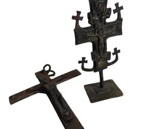 19th Cen Bronze Balkans Cross, Antique Crusifix