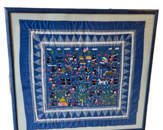 Hmong Embroidery Story Cloth Framed Handstitched
