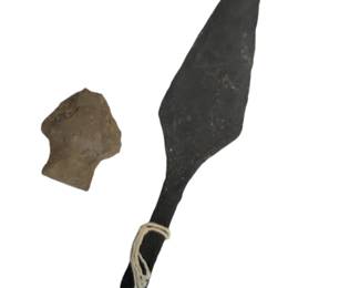 Copper Native American Arrowhead, Carved Stone