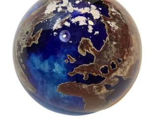 1998 Lundberg Studios Paperweight Globe Signed