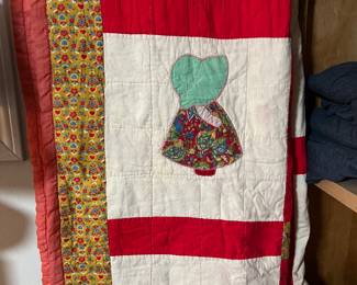 1970's Twin Dutch Doll Quilt( check out the astrology signs fabric on the dress) 