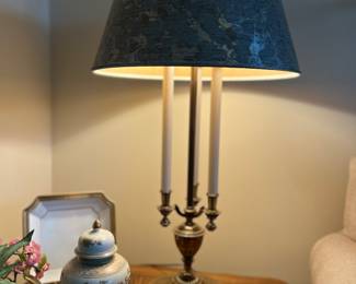 One of a pair of Stiffel lamps  with foil shades 