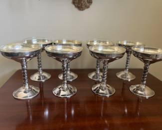 Set 8 Spanish Silver Plate champagne Coupes