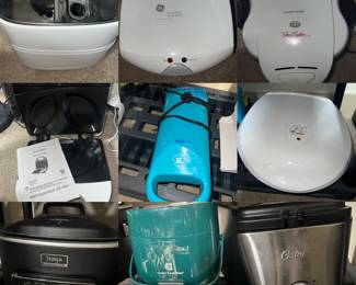 Hot Dog Toaster, waffle Iron, Pie shell baker, omelette maker, George Forman Grill, Ninja Crock Pot, Fryer, Fryer