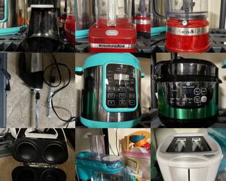 Sunbeam hotshot, kitchen aid chopper, kitchen aid food prepped, wand mixer, pressure cooker, pressure cooker, pie maker, electric mandolin, hot dog toaster