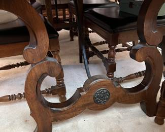  Legs to Large Dining Table with 8 chairs, 2 leaves, china cabinet and buffet