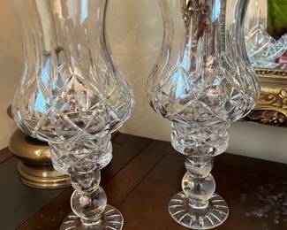 Pair of Crystal Hurricane candle holders