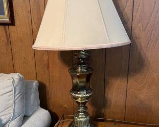 One of a pair of Heavy Tall Brass Lamps