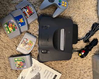 Nintendo 64 and games and 1 controller