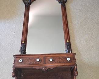 This is a beautiful Antique Wall Entry Piece with large Mirror. It comes in 2 parts.