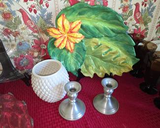 Pewter Candlesticks- Platter 