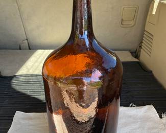 Antique amber 3 piece mold applied top 2 gallon bottle
